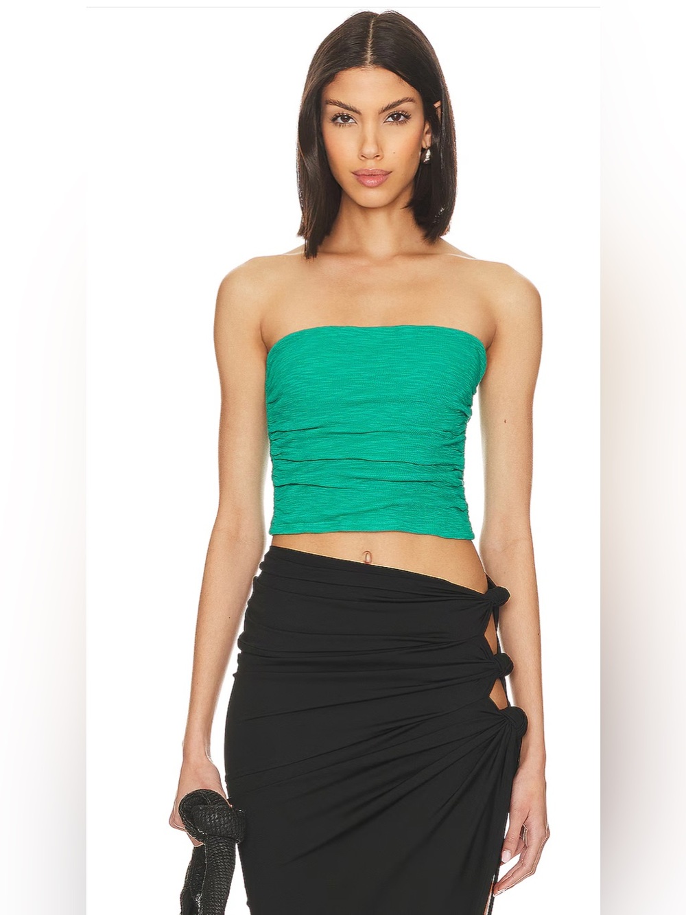 Like New! Free People Strapless Ruched Tube Top in Green/ Medium